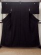 Photo1: P0225J Vintage Japanese kimono Black MONTSUKI crests for women / Silk. (Grade B) (1)