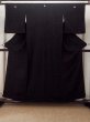 Photo1: P0225K Vintage Japanese kimono Black MONTSUKI crests for women / Silk. (Grade B) (1)