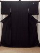 Photo1: P0225L Vintage Japanese kimono Black MONTSUKI crests for women / Silk. (Grade A+) (1)
