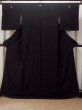 Photo1: P0225M Vintage Japanese kimono Black MONTSUKI crests for women / Silk. (Grade A+) (1)