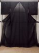 Photo1: P0225P Vintage Japanese kimono Black MONTSUKI crests for women / Silk. (Grade A) (1)
