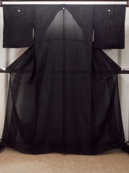 Photo1: P0225P Vintage Japanese kimono Black MONTSUKI crests for women / Silk. (Grade A) (1)