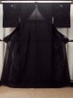 Photo1: P0225Q Vintage Japanese kimono Black MONTSUKI crests for women / Silk. (Grade A) (1)