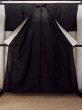 Photo2: P0225U Vintage Japanese kimono Black MONTSUKI crests for women / Silk., There are stains on the wrong side of collar only. (Grade B) (2)