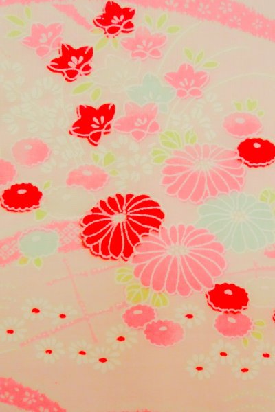 Photo7: P0225W Vintage Japanese kimono Light Pink JUBAN undergarment for women / Mousseline. SAKURA cherry blossom (Grade B) (7)