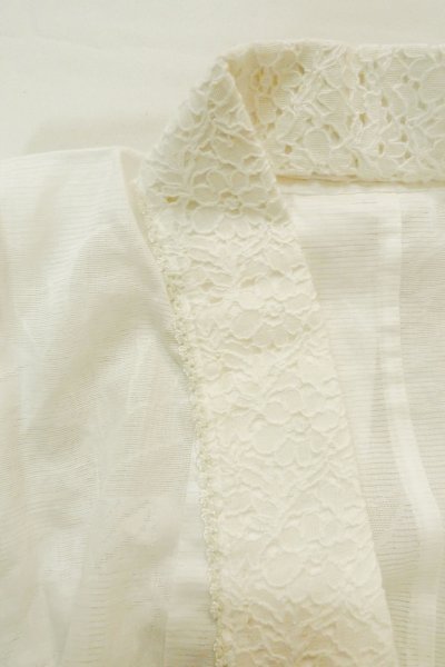 Photo13: P0225Y Vintage Japanese kimono White JUBAN undergarment for women / Linen. Camellia (Grade C) (13)