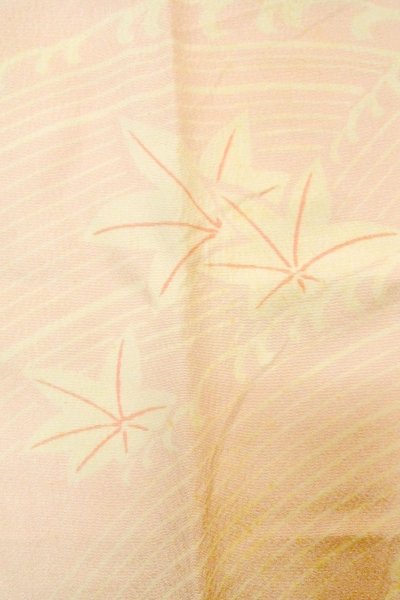 Photo7: P0226B Vintage Japanese kimono Pale Pink JUBAN undergarment for women / Silk. MOMIJI maple leaf (Grade C) (7)