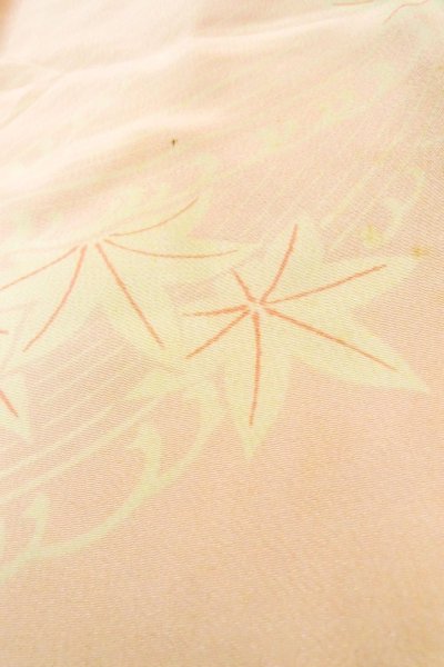 Photo10: P0226B Vintage Japanese kimono Pale Pink JUBAN undergarment for women / Silk. MOMIJI maple leaf (Grade C) (10)