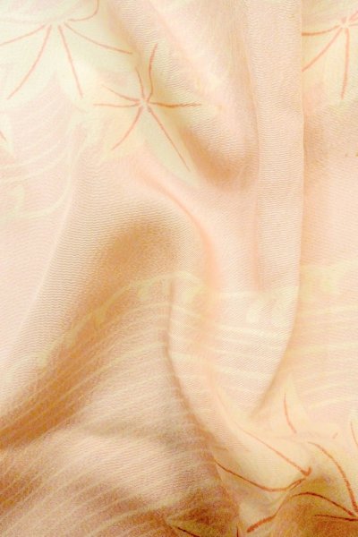 Photo12: P0226B Vintage Japanese kimono Pale Pink JUBAN undergarment for women / Silk. MOMIJI maple leaf (Grade C) (12)