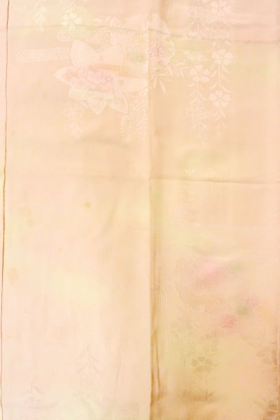 Photo3: P0226C Vintage Japanese kimono Pale Pink JUBAN undergarment for women / Silk. MOMIJI maple leaf (Grade C) (3)