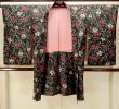 Photo1: Mint P0312A Antique Japanese kimono Black HAORI short jacket for women / Silk. Camellia (Grade A) (1)
