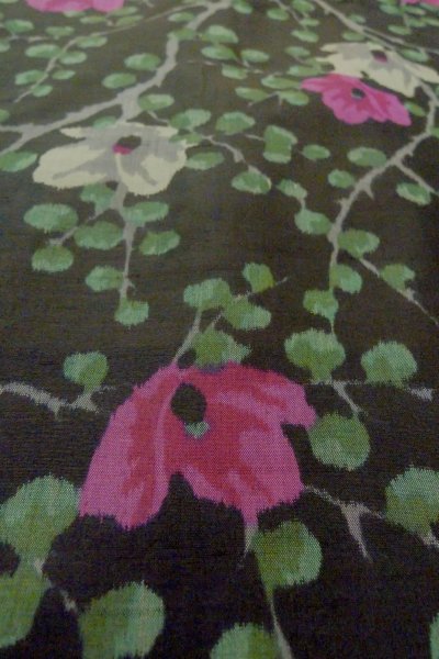 Photo9: Mint P0312A Antique Japanese kimono Black HAORI short jacket for women / Silk. Camellia (Grade A) (9)