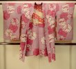 Photo1: P0312B Antique Japanese kimono Pink HAORI short jacket for women / Silk. Flower circle (Grade B) (1)