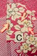 Photo16: P0312B Antique Japanese kimono Pink HAORI short jacket for women / Silk. Flower circle (Grade B) (16)