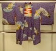Photo1: P0312C Antique Japanese kimono Dark Purple HAORI short jacket for women / Silk. MOMIJI maple leaf (1)