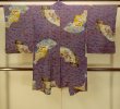 Photo2: P0312C Antique Japanese kimono Dark Purple HAORI short jacket for women / Silk. MOMIJI maple leaf (2)
