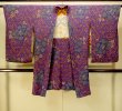 Photo1: P0312E Antique Japanese kimono Vivid Purple HAORI short jacket for women / Silk. Rose (Grade C) (1)