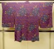 Photo2: P0312E Antique Japanese kimono Vivid Purple HAORI short jacket for women / Silk. Rose (Grade C) (2)