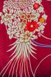 Photo5: P0312F Antique Japanese kimono Dark Red HAORI short jacket for women / Silk. Chrysanthemum (Grade B) (5)