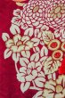 Photo6: P0312F Antique Japanese kimono Dark Red HAORI short jacket for women / Silk. Chrysanthemum (Grade B) (6)