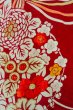 Photo7: P0312F Antique Japanese kimono Dark Red HAORI short jacket for women / Silk. Chrysanthemum (Grade B) (7)