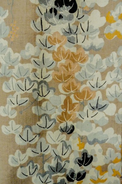Photo5: P0312G Antique Japanese kimono Grayish Brown HAORI short jacket for women / Silk. Ivy (Grade C) (5)