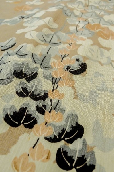 Photo8: P0312G Antique Japanese kimono Grayish Brown HAORI short jacket for women / Silk. Ivy (Grade C) (8)