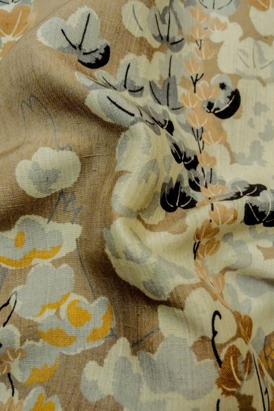 Photo11: P0312G Antique Japanese kimono Grayish Brown HAORI short jacket for women / Silk. Ivy (Grade C) (11)