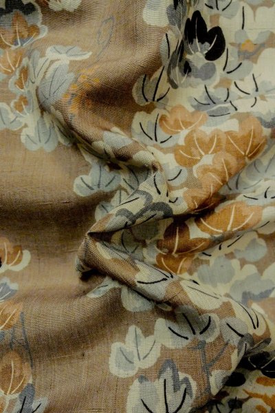 Photo12: P0312G Antique Japanese kimono Grayish Brown HAORI short jacket for women / Silk. Ivy (Grade C) (12)