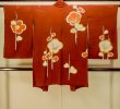 Photo2: P0312I Antique Japanese kimono Dark Red HAORI short jacket for women / Silk. UME plum bloom (Grade C) (2)