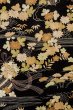 Photo3: P0312J Antique Japanese kimono Black HAORI short jacket for women / Silk. Chrysanthemum (Grade C) (3)