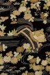 Photo4: P0312J Antique Japanese kimono Black HAORI short jacket for women / Silk. Chrysanthemum (Grade C) (4)