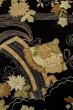 Photo5: P0312J Antique Japanese kimono Black HAORI short jacket for women / Silk. Chrysanthemum (Grade C) (5)