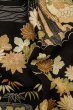 Photo12: P0312J Antique Japanese kimono Black HAORI short jacket for women / Silk. Chrysanthemum (Grade C) (12)
