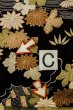 Photo16: P0312J Antique Japanese kimono Black HAORI short jacket for women / Silk. Chrysanthemum (Grade C) (16)