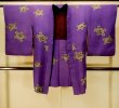 Photo1: P0312K Antique Japanese kimono Vivid Purple HAORI short jacket for women / Silk. TACHIBANA orange (Grade B) (1)