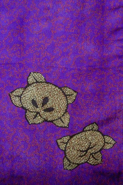Photo4: P0312K Antique Japanese kimono Vivid Purple HAORI short jacket for women / Silk. TACHIBANA orange (Grade B) (4)