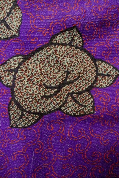 Photo7: P0312K Antique Japanese kimono Vivid Purple HAORI short jacket for women / Silk. TACHIBANA orange (Grade B) (7)