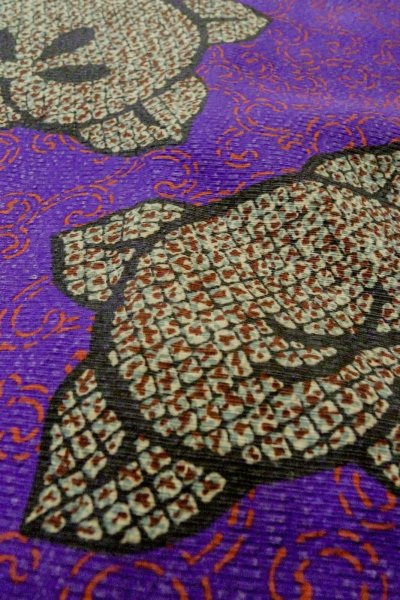 Photo9: P0312K Antique Japanese kimono Vivid Purple HAORI short jacket for women / Silk. TACHIBANA orange (Grade B) (9)