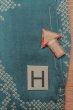 Photo21: P0312L Antique Japanese kimono Dark Light Blue HAORI short jacket for women / Silk. Flower (Grade C) (21)