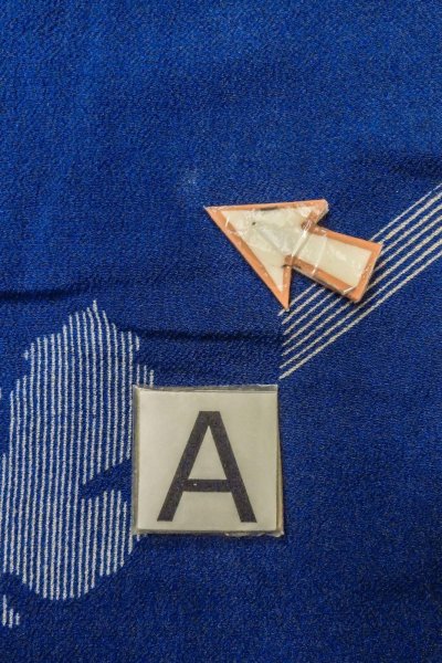 Photo14: P0312M Antique Japanese kimono Blue HAORI short jacket for women / Silk. MOMIJI maple leaf (Grade B) (14)