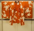 Photo1: P0312N Antique Japanese kimono Reddish Orange HAORI short jacket for women / Silk. Chinese flower (Grade C) (1)