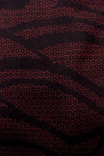 Photo6: Mint P0408A Vintage Japanese kimono Black TSUMUGI pongee for women / Silk. Tortoise-shell pattern(Hexagonal pattern) (Grade A) (6)