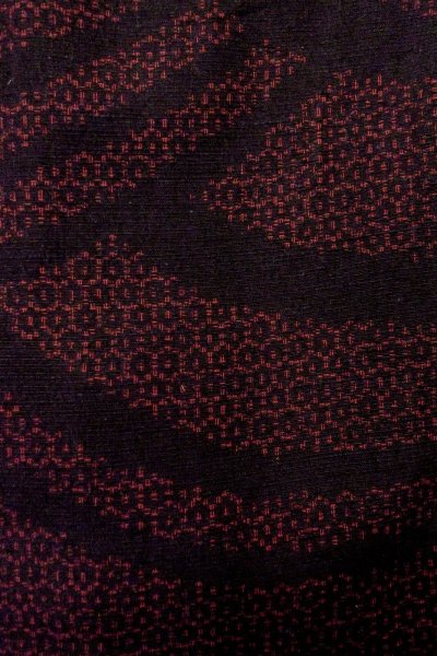 Photo7: Mint P0408A Vintage Japanese kimono Black TSUMUGI pongee for women / Silk. Tortoise-shell pattern(Hexagonal pattern) (Grade A) (7)