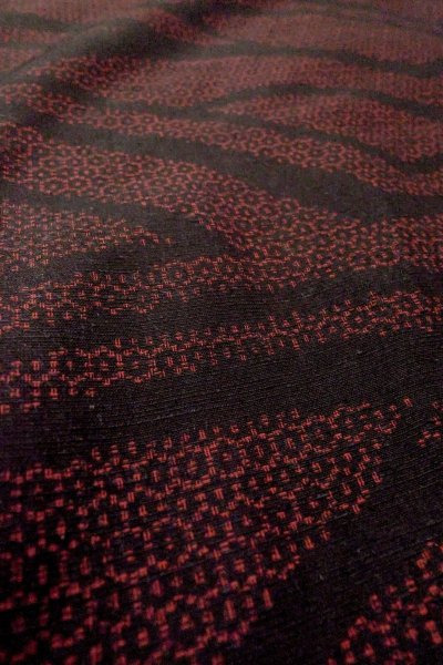Photo10: Mint P0408A Vintage Japanese kimono Black TSUMUGI pongee for women / Silk. Tortoise-shell pattern(Hexagonal pattern) (Grade A) (10)
