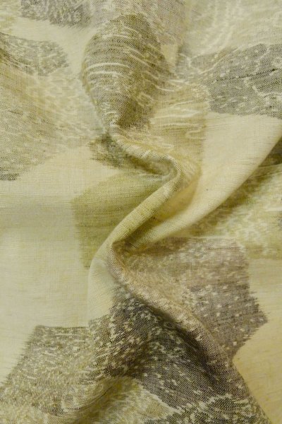 Photo11: P0408B Vintage Japanese kimono Ivory TSUMUGI pongee for women / Silk. Stream (Grade B) (11)