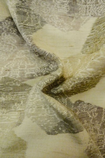 Photo12: P0408B Vintage Japanese kimono Ivory TSUMUGI pongee for women / Silk. Stream (Grade B) (12)