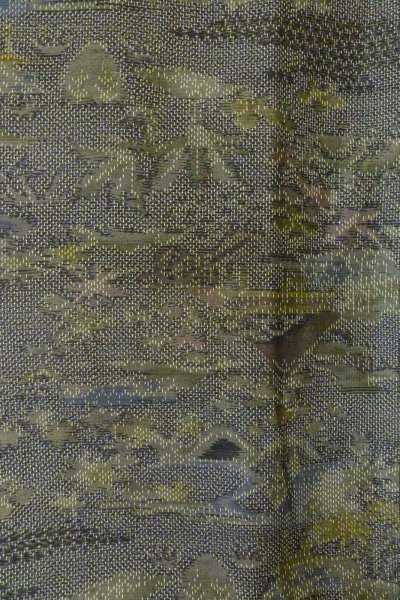 Photo4: Mint P0408C Vintage Japanese kimono Gray TSUMUGI pongee for women / Silk. Flower (Grade A) (4)