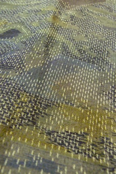 Photo10: Mint P0408C Vintage Japanese kimono Gray TSUMUGI pongee for women / Silk. Flower (Grade A) (10)