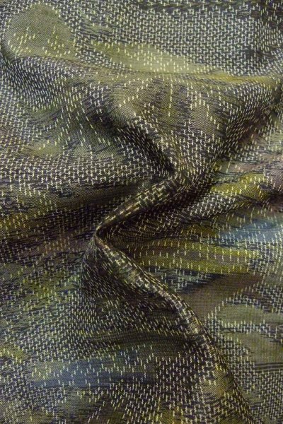 Photo11: Mint P0408C Vintage Japanese kimono Gray TSUMUGI pongee for women / Silk. Flower (Grade A) (11)